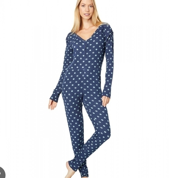 Free People Other - FREE People NEW Home Alone Navy Blue Long John Pajamas